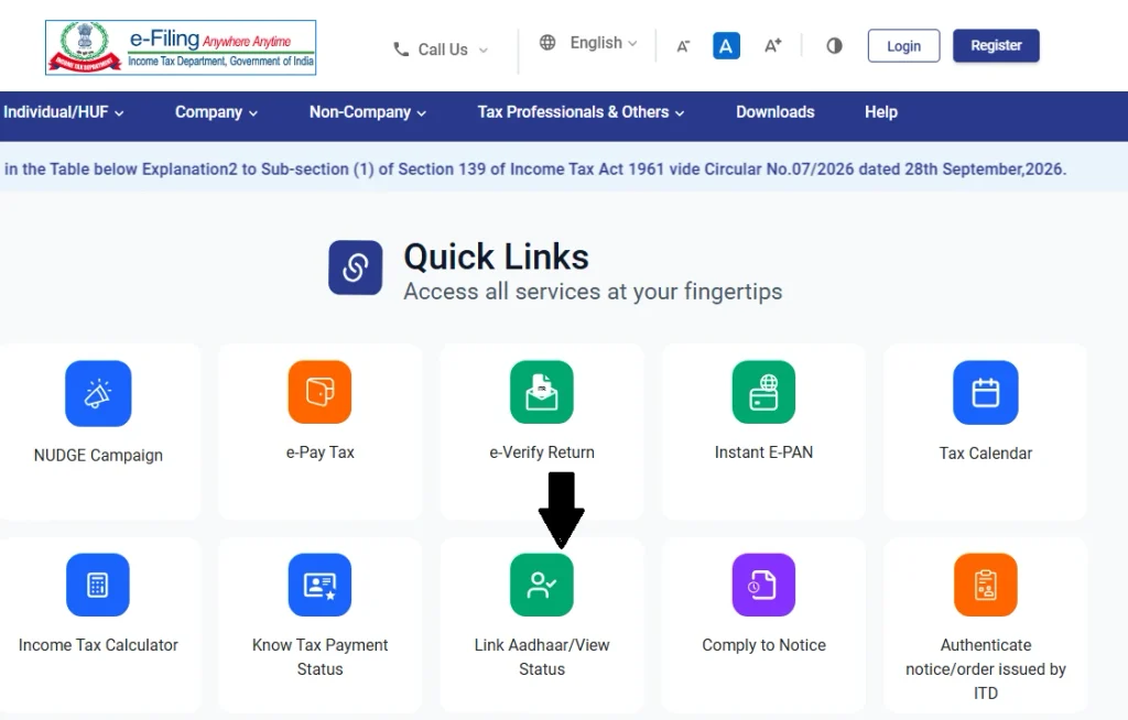 PAN Aadhaar Link Online 